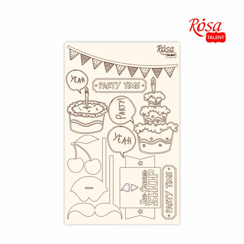 Чіпборд для скрапбукінгу 12,8*20 см "Cake delicious" 4, білий картон, 94232045 ROSA TALENT