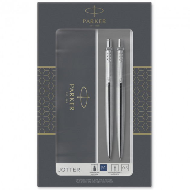 Набор Паркер Jotter сталь кул. + карандаш в подарочной упаковке Parker 16 172b19