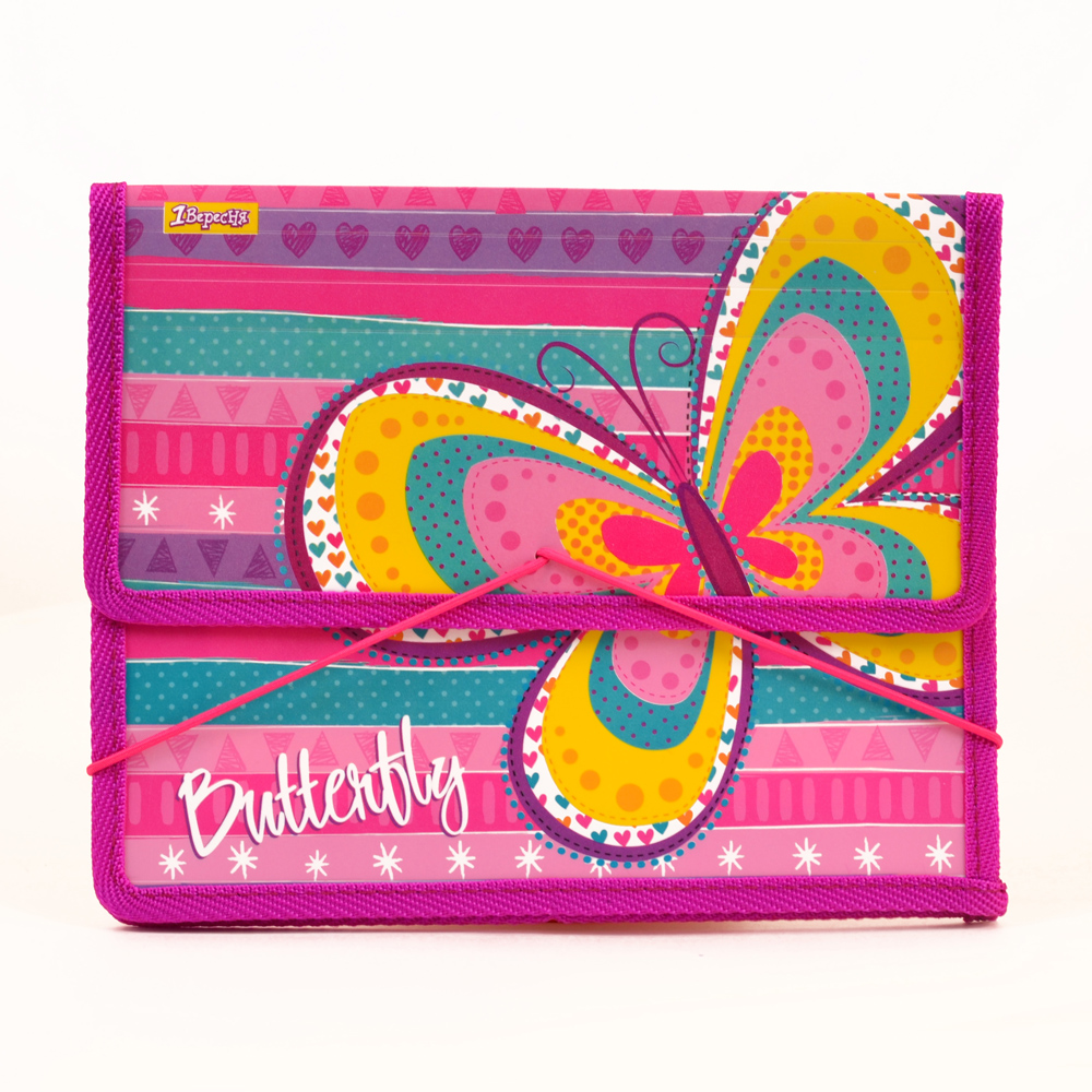 Папка для зошитів пласт. на гумці B5 "Bright butterfly", 1 Вересня, 491393