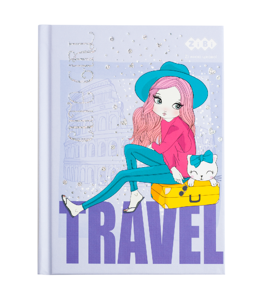 Блокнот А6 64 арк "Cute girl", кл., тв. обкл., мат. лам.+лак, гліт., фіолетовий ZB.12715-07