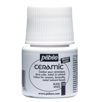 Краска лаковая по стеклу и керамике Ceramic 45 мл, белая, 025-010 ТМ "Pebeo"