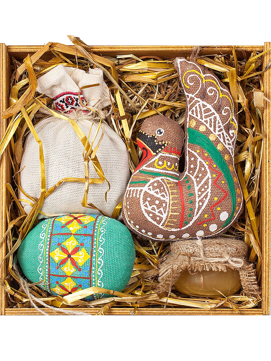 Дерев’яна коробка №49a •, Лебідь, яйцо, чай, мед, сіно, 2023010125