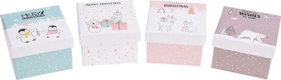 Подарочная коробка новогодняя детская 8*8*6 см, бумажная (4 вида в ассортим.), APF464360