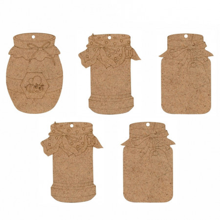 Набор заготовок для декорирования "Баночки", 5шт, ДВП, Rosa Talent