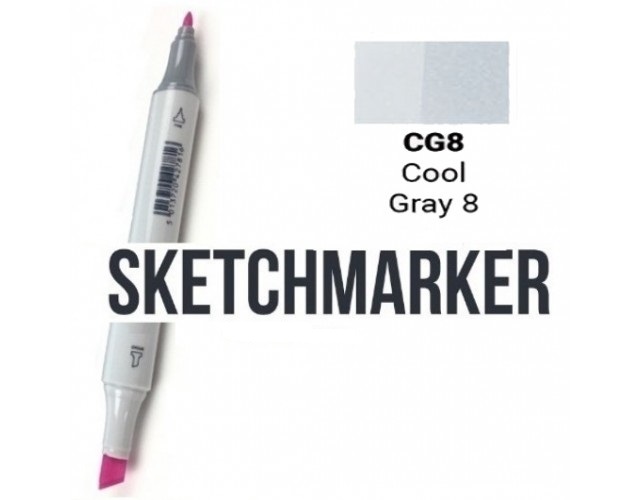 Маркер SKETCHMARKER, 2 пера: долото и тонкое, Cool Gray 8 - Прохладный серый 8, SM-CG8 3