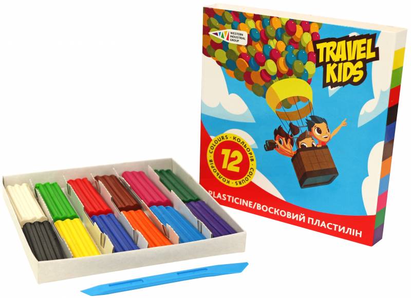 Пластилін 12 кол., 144 гр "Travel kids" зі стеком, 331011/TK Гамма-Н 3