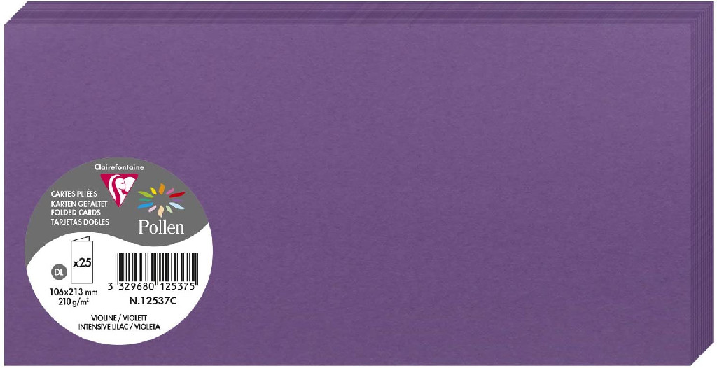 Заготовка для открыток сложенная Pollen 106*213 мм/210 г, Int.lilac/Инт.сиреневый, 12537C 