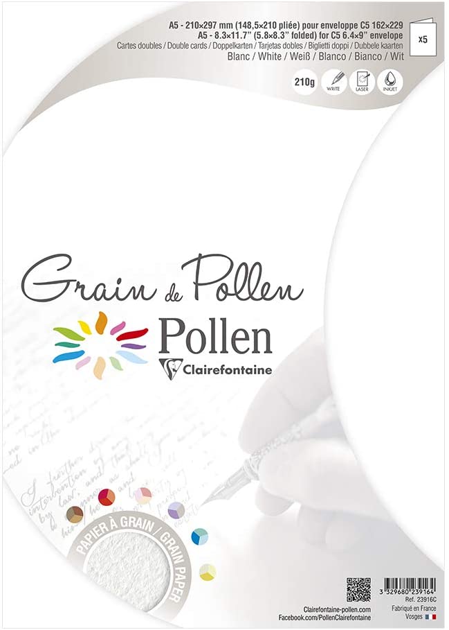 Заготівка д/листівок складена зерниста Pollen 148,5*210 мм/210 г, White/Білий, 23916C