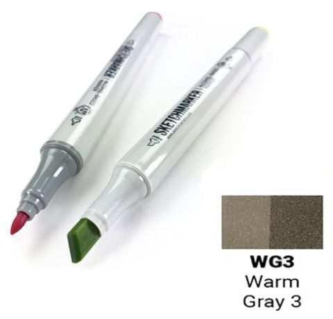 Маркер SKETCHMARKER, 2 пера: долото и тонкое, Warm Gray 3 - Теплый серый 3, SM-WG3 3