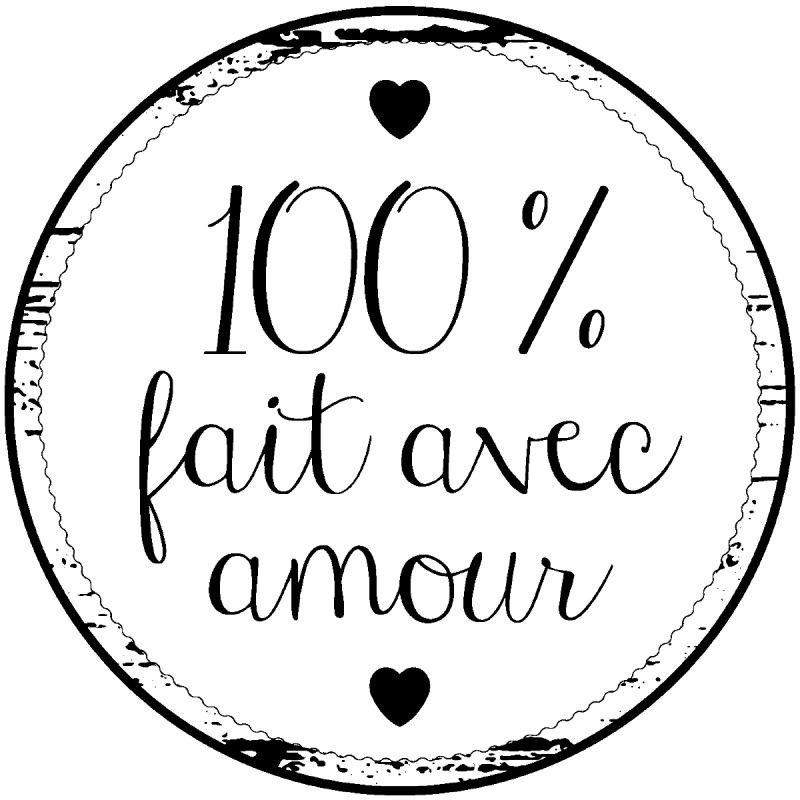 Штамп дерев`яний d=3,5 см 100% fait avec amour/100% Зроблено з любов`ю, 10004118 ТМ "Artemio"