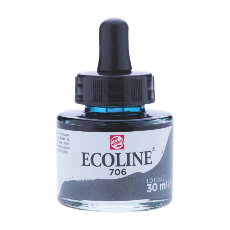 Фарба акварельна рідка Ecoline, (706), Сіра темна, 30 мл, Royal Talens