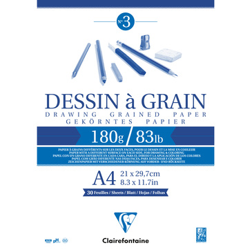 Папка д/ескізів А4 Dessin a Grain, 30 арк. (180 г/м2), білий папір, 96624C Clairefontaine