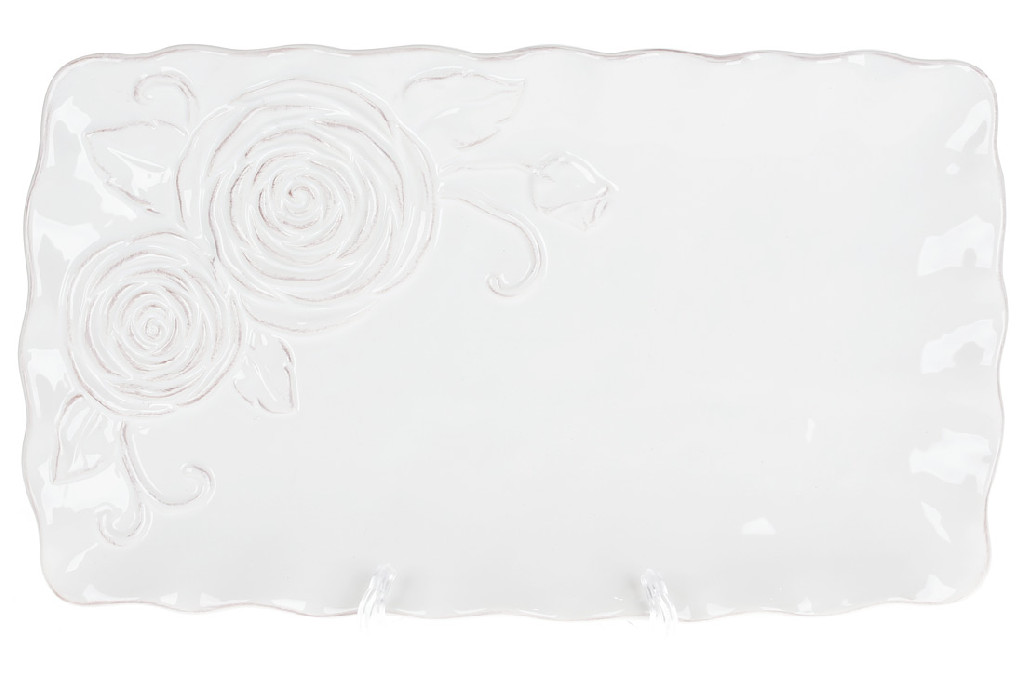 Блюдо керамическое "Аэлита" 32 см, прямоугольное, белое, 545-478