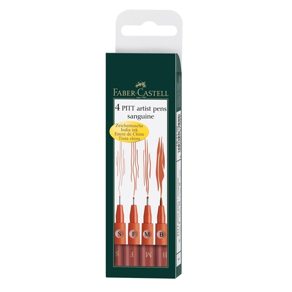 Набір ручок капілярних PITT Brush 4 шт. "Сангіна" в пласт. кор., 167102 Faber-Castell***