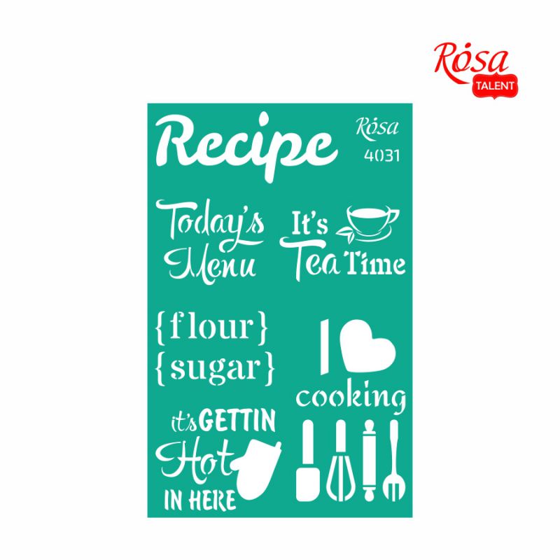 Трафарет самоклеящийся 13*20 см №4031 "Recipe book", Rosa Talent