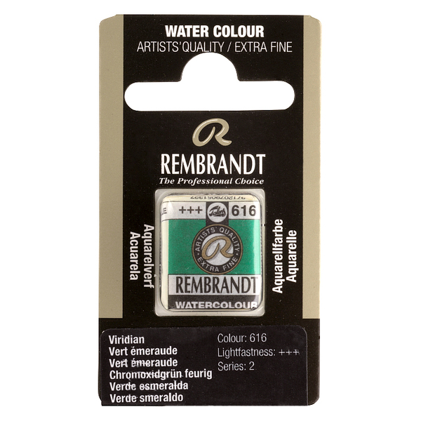 Краска акварельная Rembrandt 616 Зеленый виридиановый, кювета, Royal Talens