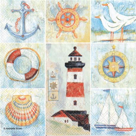 Декупажні серветки "Морське узбережжя", 33*33 см, 18,5 г/м2, Abiente