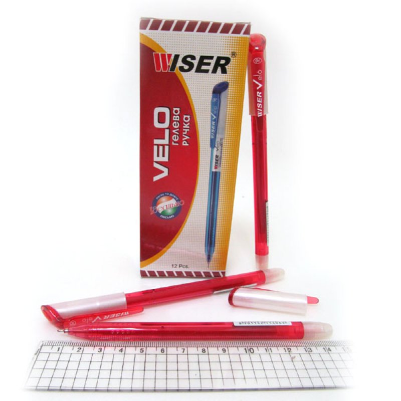 Ручка гелева Wiser "Velo" 0,6 мм, красная, velo-rd