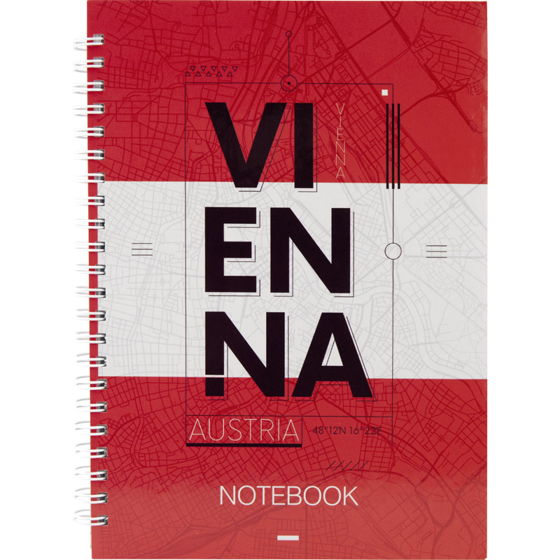 Блокнот А5 96 арк. на спирали, тверд. обл., Vienna, 8032-07-A