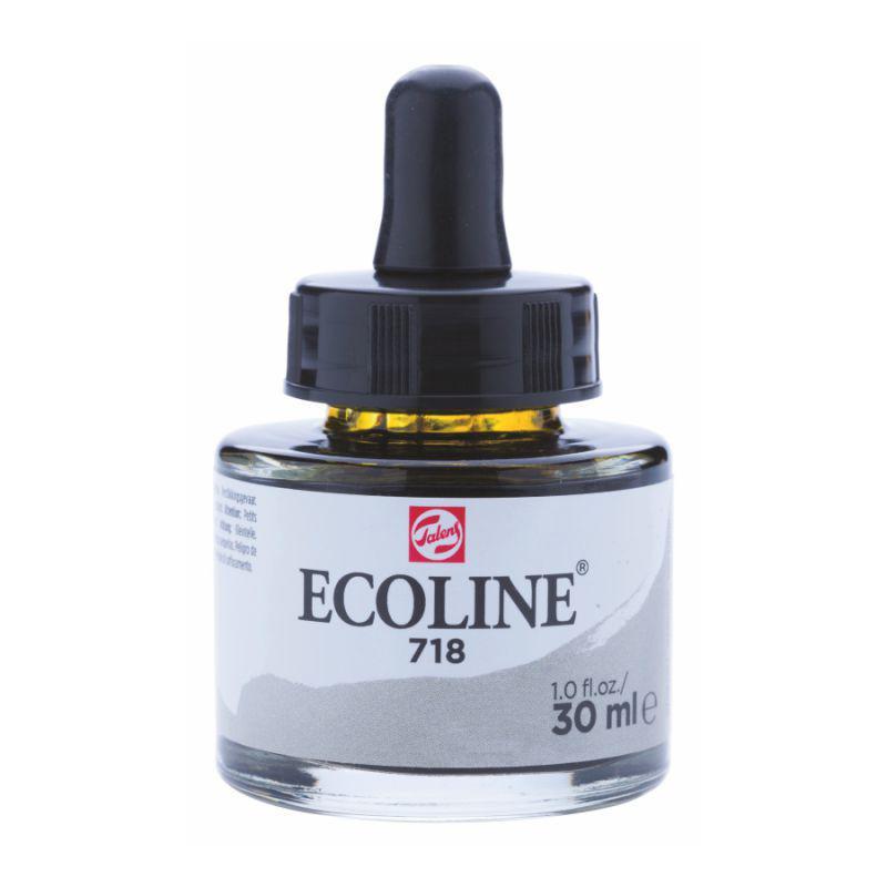 Фарба акварельна рідка Ecoline, (718), Сіра тепла, 30 мл, Royal Talens