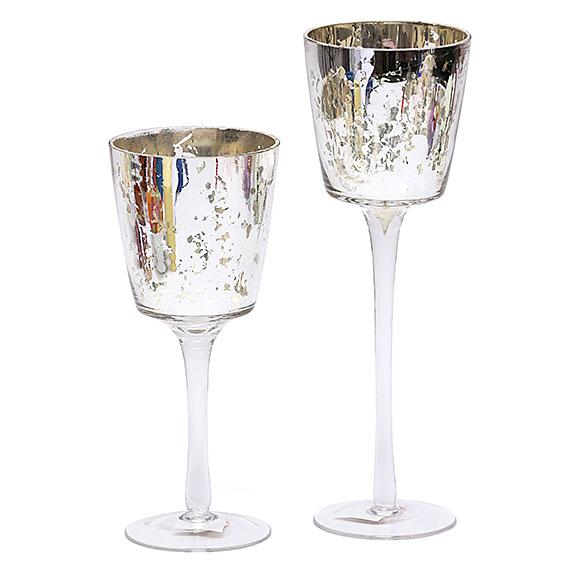 Набор подсвечников 2шт., стекло, серебро, 527-G18