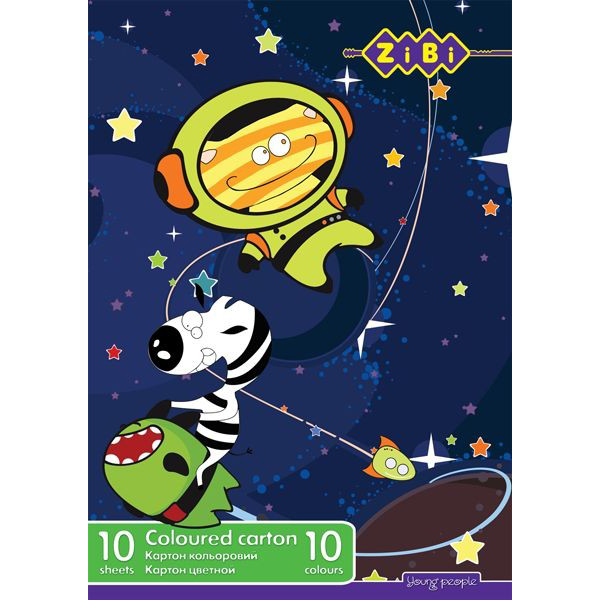 Картон цветной, А4, 10 цветов - 10 листов, 230г/м2