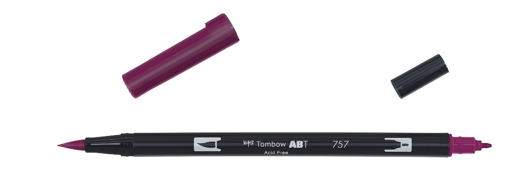 Маркер-блендер двосторонній ABT BrushPen ABT-757, темний червоний ТМ "Tombow"