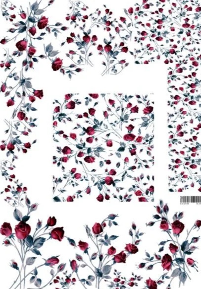 Декупажна карта 29,5*42 Килим з троянд (холодний)