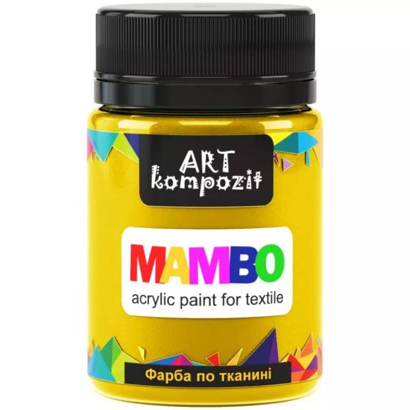Краска акриловая Mambo для тканей, Желтый-основной (4), 50 мл, ART Kompozit