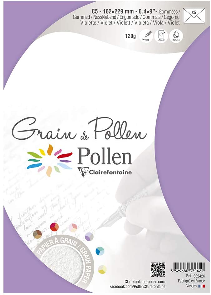 Конверт декоративний Pollen зернистий 162*229 мм/120 г, Violet/Фіолетовий, 33242C