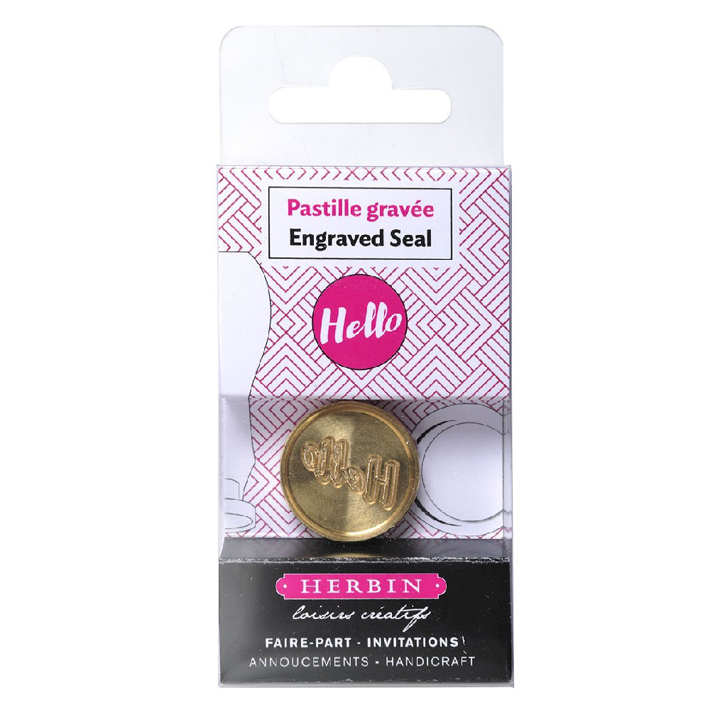 Кругла латунна печатка d24 мм "Hello", 40495T
