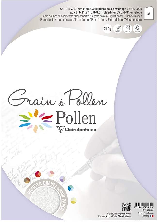 Заготовка д/открыток сложенная зернистая Pollen 148,5*210 мм/210 г, Linen flower/Цветок льна, 23919C