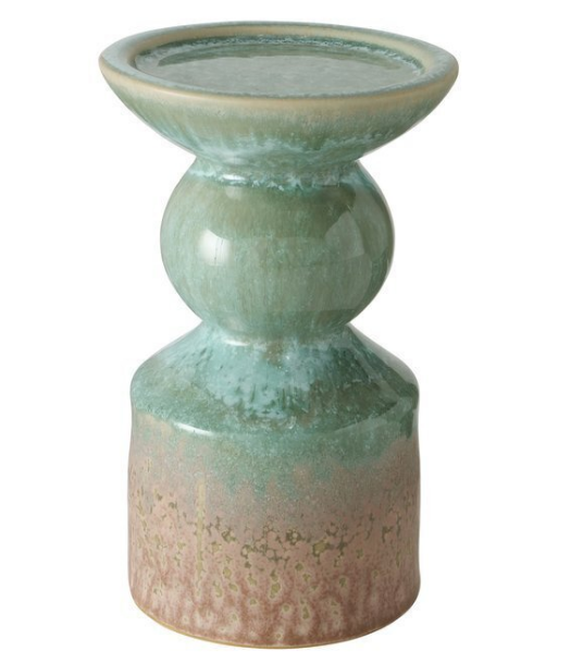 Подсвечник декоративный керамогранитовый "Peruya" h=24 см, круглый, зелено-корич., 2010786