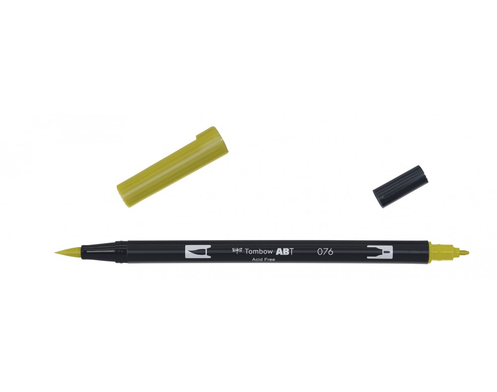 Маркер-блендер двухсторонний ABT BrushPen ABT-076, охра зелёная ТМ "Tombow"
