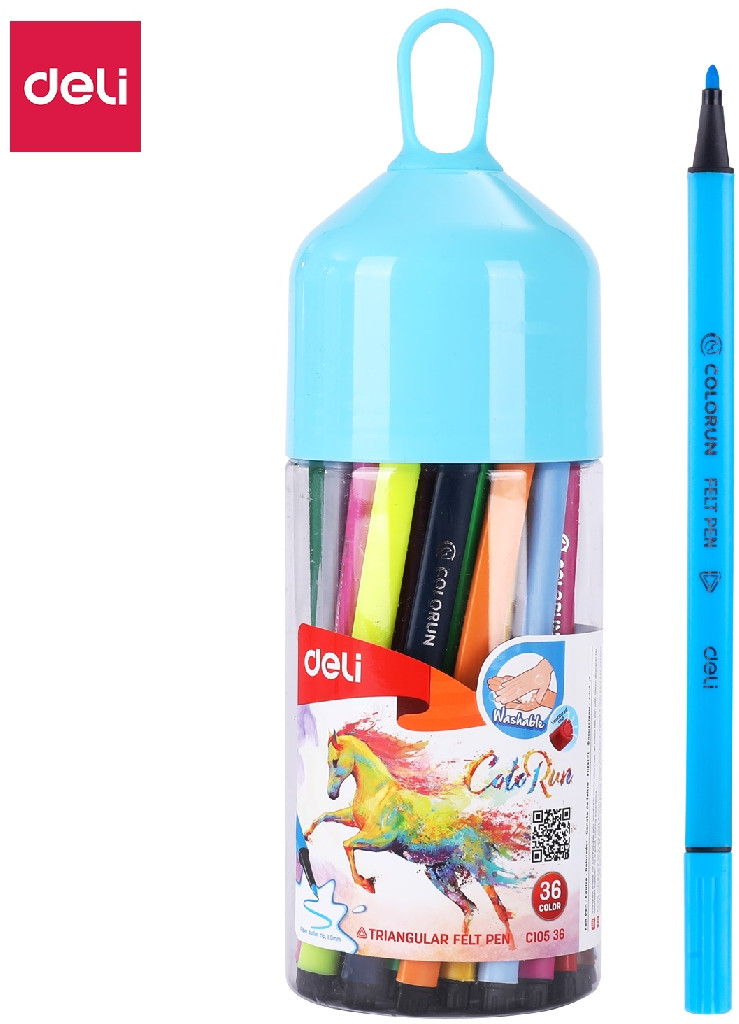 Фломастери Deli EC10536 Color Run туба 36 кол. 1 мм, 75023
