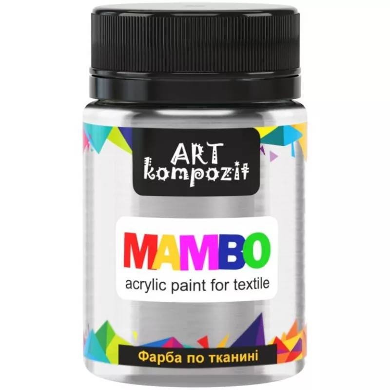 Фарба акрилова Mambo для тканин, Срібний (53), 50 мл, ART Kompozit