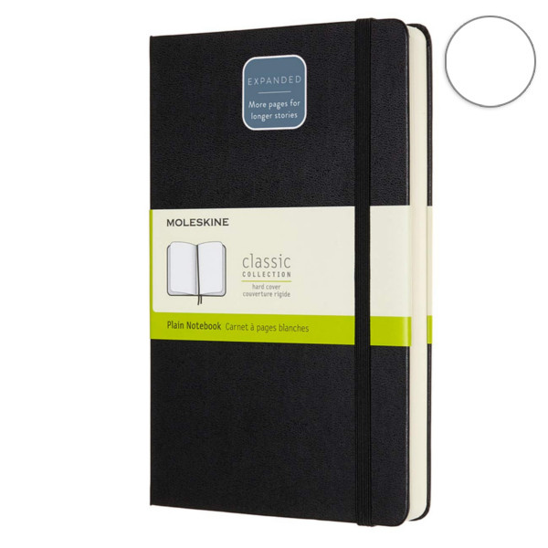 Записник Чорний середній нелінован., Moleskine Classic Expanded, QP062EXP