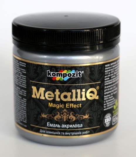 Фарба акрилова емаль Metalliq Kompozit платина 0,5 кг