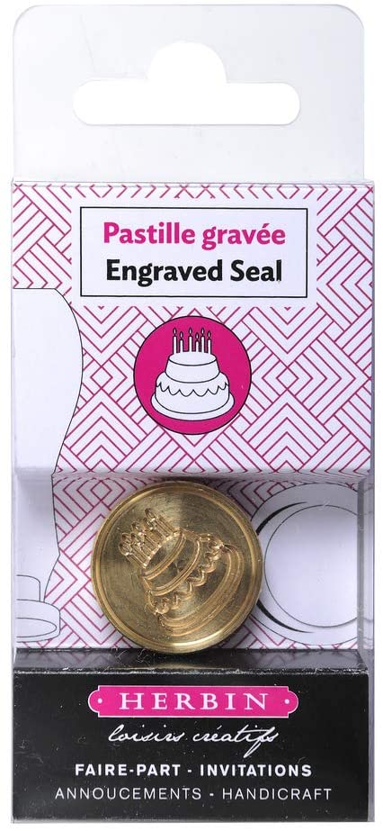 Кругла латунна печатка d24 мм "Торт до Дня Народження", 40498T