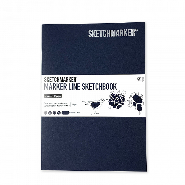 Скетчбук SKETCHMARKER А5 16 арк., 160 г/м², синій, MLSSM/IMBLUE