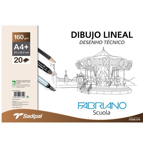 Альбом для графики А4+ (23*32,5 см) 20 л. 160 г/м2 "Dibujo Lineal", F74233250 Sadipal