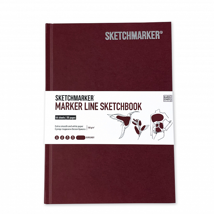 Скетчбук SKETCHMARKER А5 44 арк., 160 г/м², бургунд, MLHSM/BURG