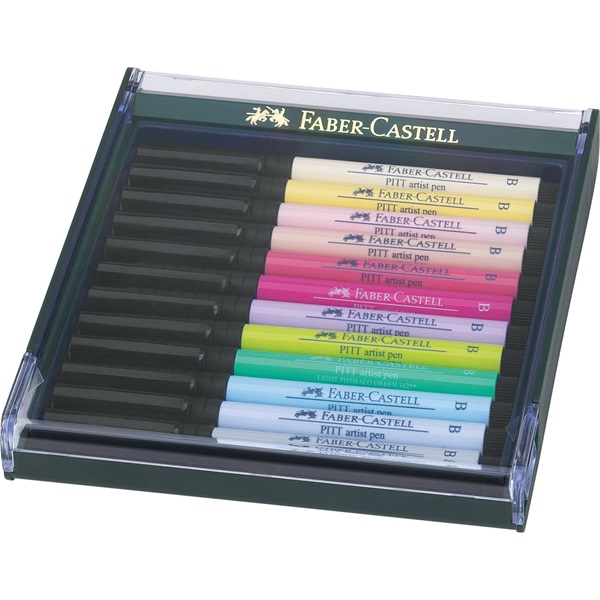 Набір ручок капілярних PITT Brush 12 шт. "Пастель" в пласт. кор., 267420 Faber-Castell