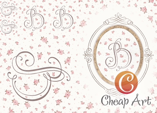 Карта декупажная А4 Буква В, каллиграфия, 45 г/м², 01847