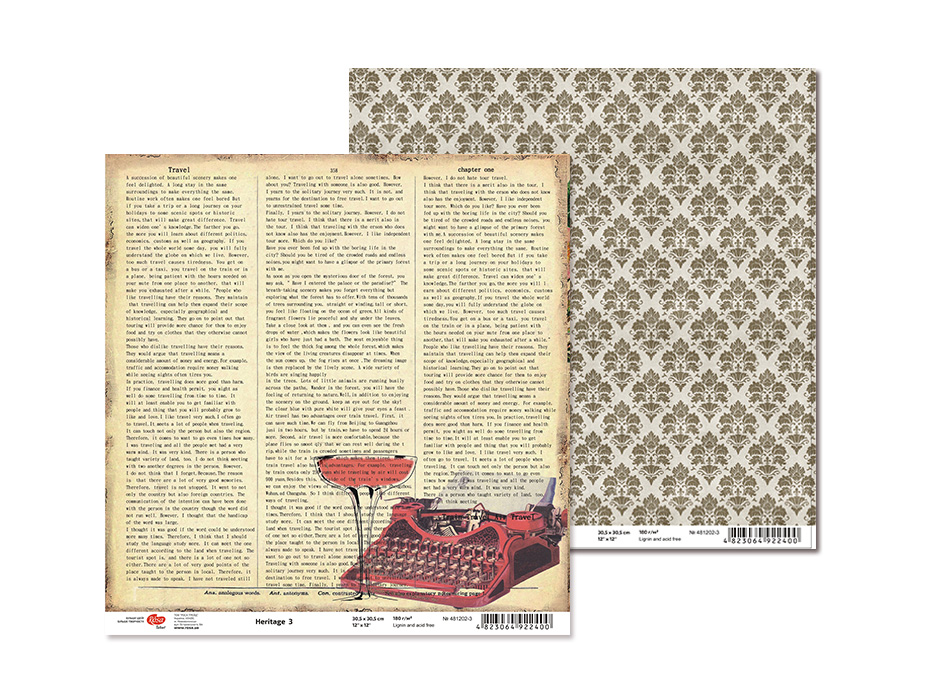 Папір для скрапбукінгу "Heritage" 3, двосторонній, TM ROSA Talent