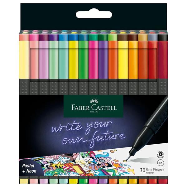 Набор ручек каппилярных 0,4 мм Grip 30 цв., 151630 Faber-Castell