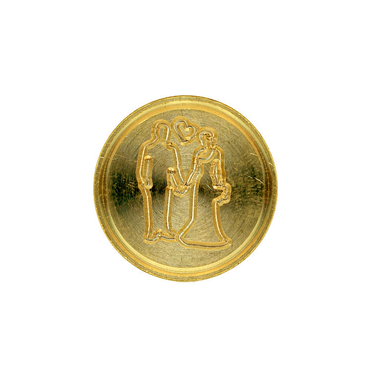 Кругла латунна печатка d24 мм "Молодята", 40497T