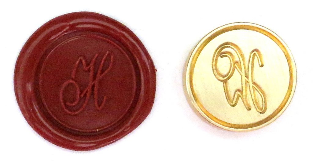 Круглая латунная печать d24 мм – англ. буква "H" с лакированной деревянной ручкой, 40108T