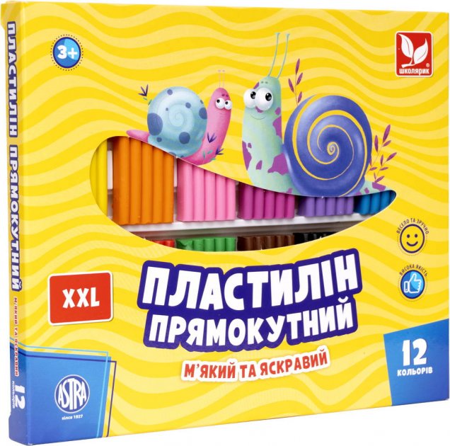 Пластилін прямокутний 12 кол., 303117001-UA