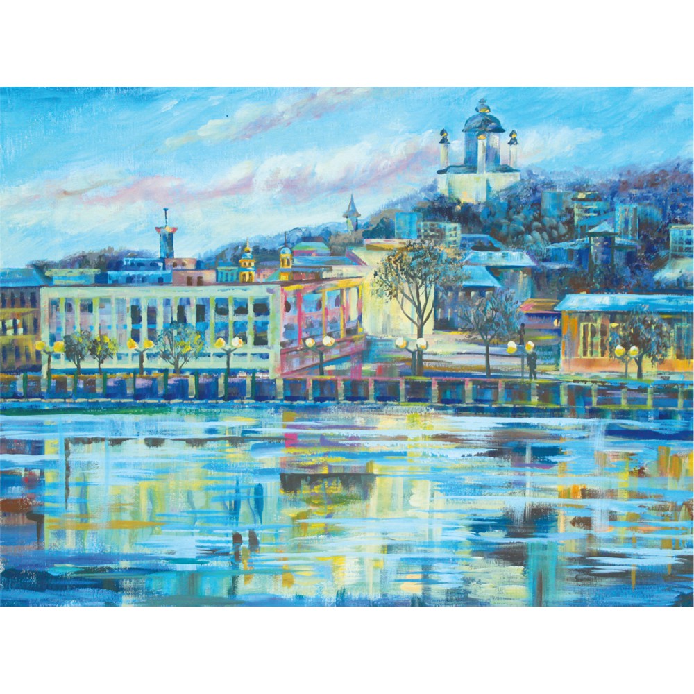 Полотно на картоні з контуром, Міста "Київ", 30*40, бавовна, акрил, Rosa Start